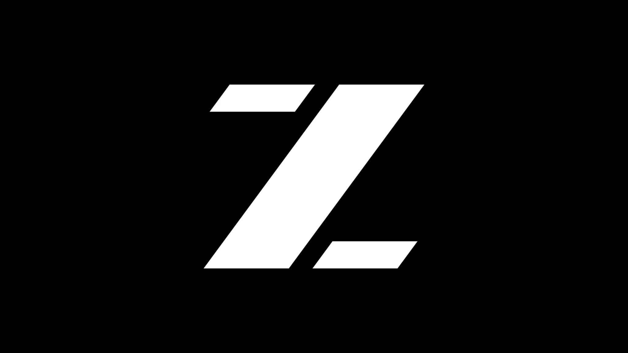 Z.ai:s vita, stiliserade Z-symbol centrerad på en heltäckande svart bakgrund.