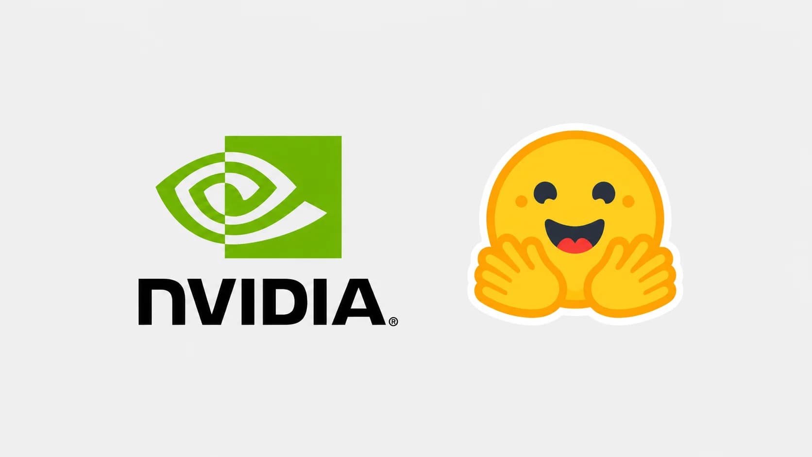 Nvidias och Hugging Faces logotyper mot ljusgrå bakgrund