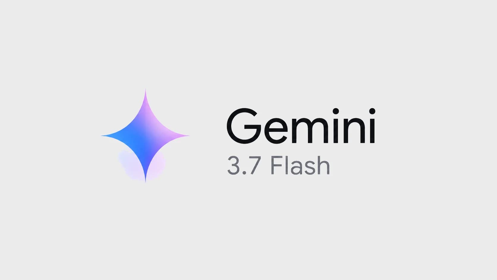 Minimalistisk illustration med Gemini-symbolen och texten Gemini 3.7 Flash på ljusgrå bakgrund.