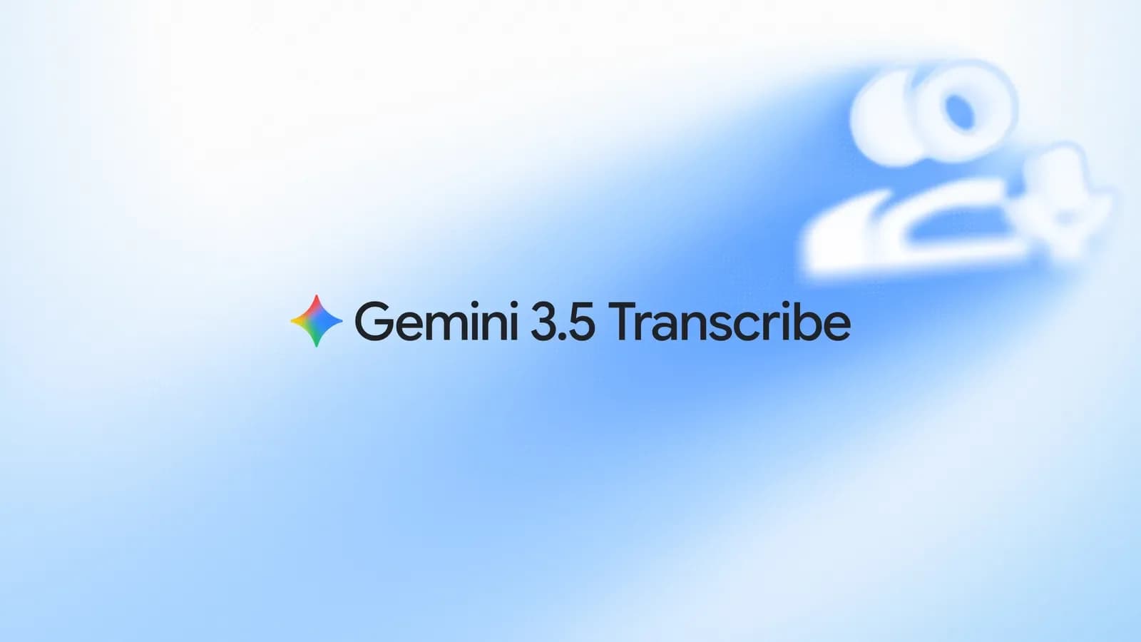 Gemini 3.5 Transcribe med Googles Gemini-logotyp mot blåvit bakgrund