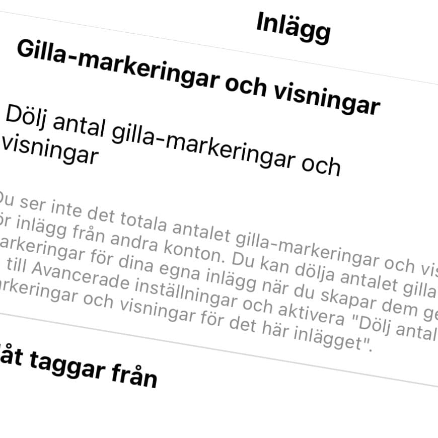 Dölj likes på instagram