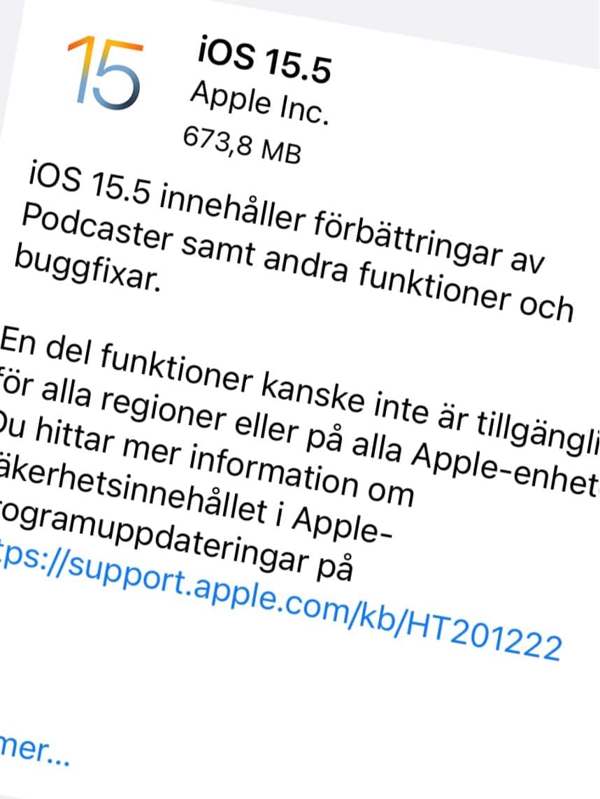 Apple har släppt iOS 15.5